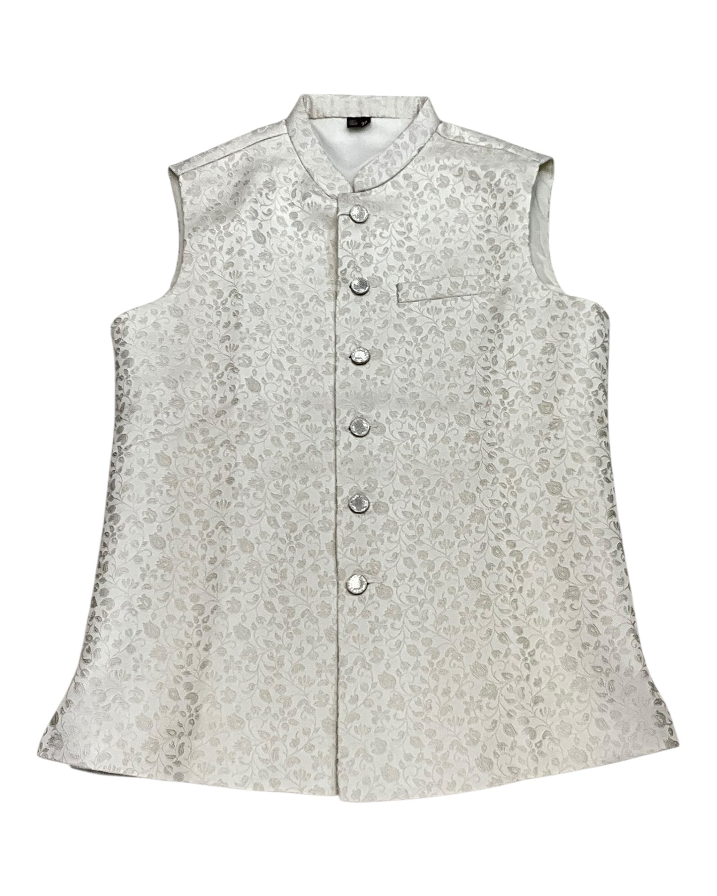 Off White / Cream Self Banarasi Brocade - Premium Mens Waistcoat - VNS-JKT16 10KP25