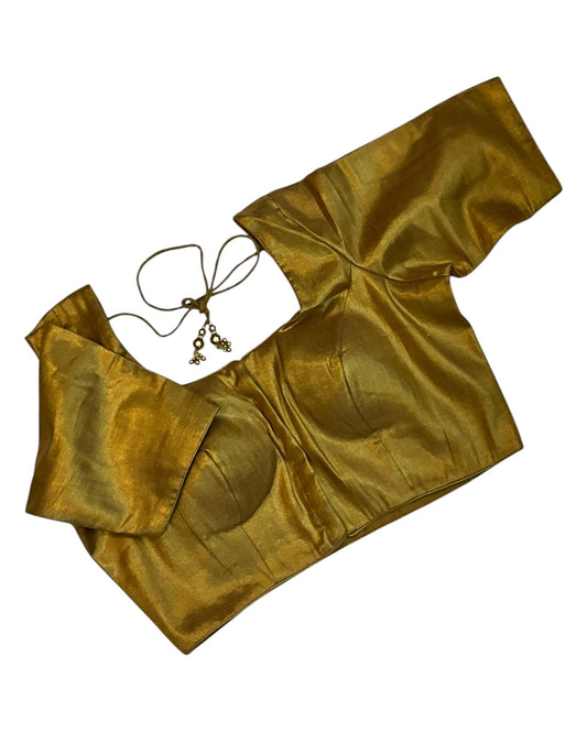 Antique Gold - Silky Saree blouse - UK Stock - Next Day / 2-3 Days Delivery - Size 34"-46" - XS, S, M, L, XL, XXL - VFL289 R