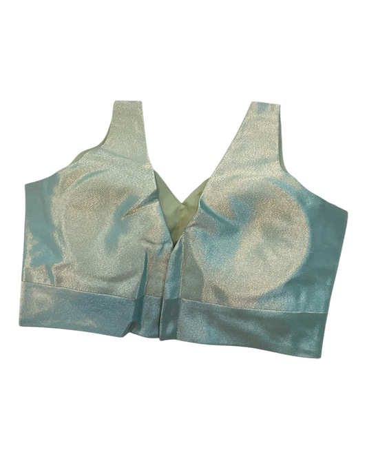 Size 38" / UK 12 - Mint Green - Silky Saree blouse with cups, Sleeveless - UK Stock - Quick Delivery - RNK - R722A-KY
