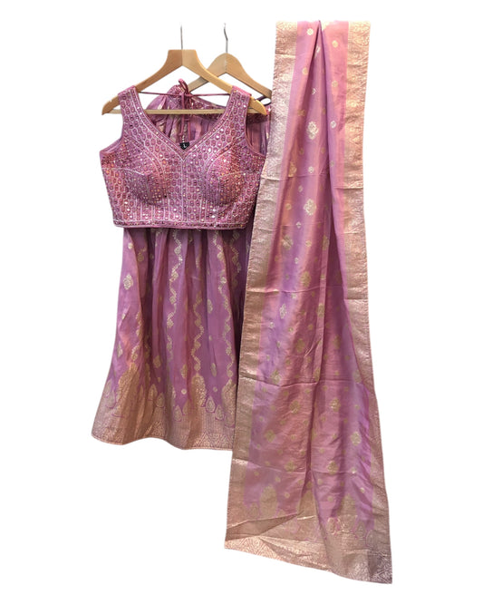 Size 14 / 40" Bust - Pink Ready Made Lehenga Set - UK Stock - 24h Dispatch - KTC250160 JK 0125