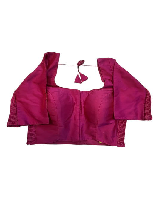 Plum - HYBRID Silky Saree blouse - With Elastic on both side for Great fit - Size 36",38", 40" S M L - VAM1216 Ap