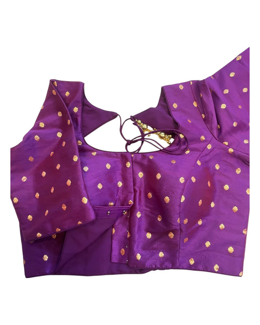 34", 38" & 42" - Purple - Banarasi Brocade Saree / Lehenga Blouse -UK Stock - Quick Dispatch - X767 08Ap25