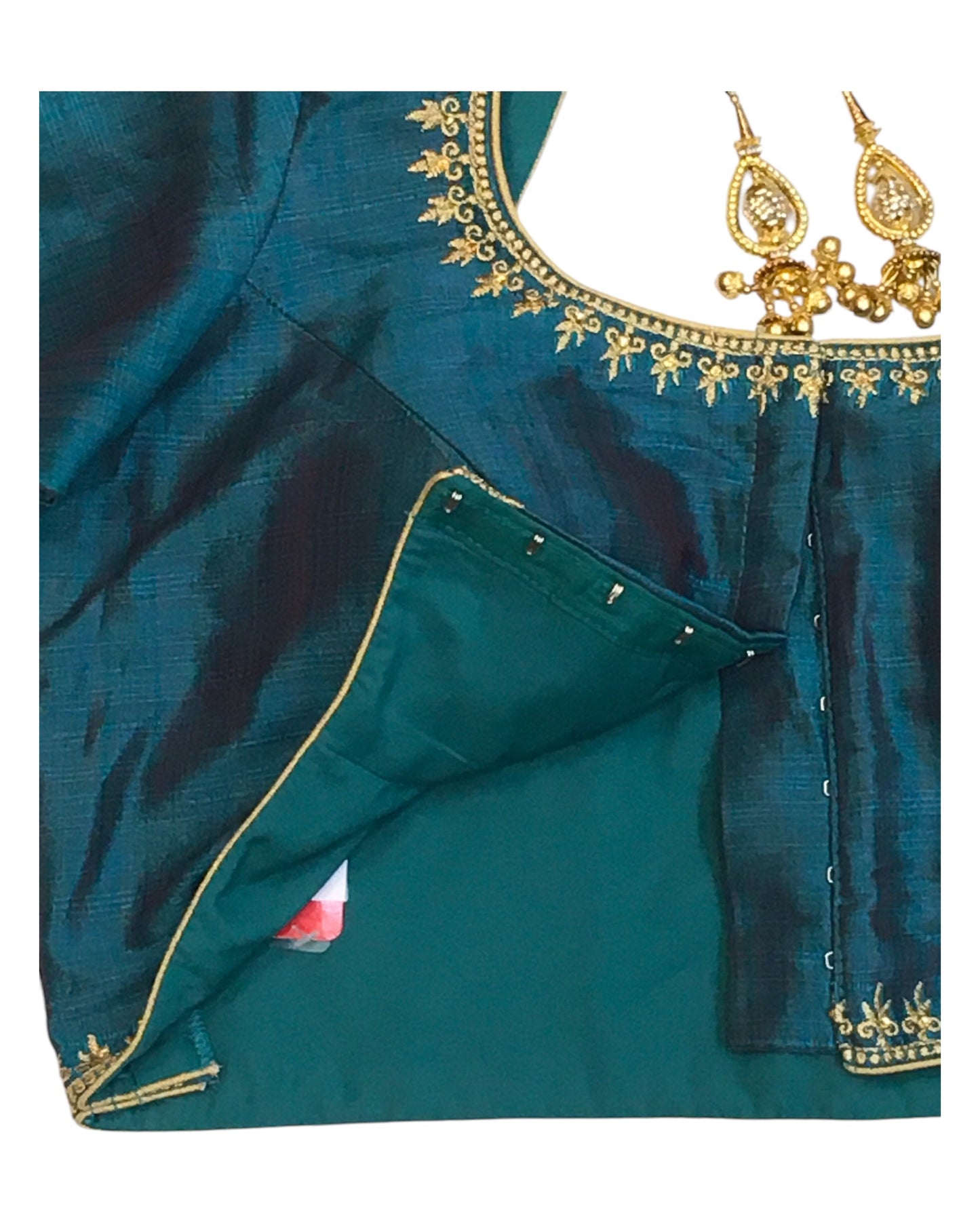 Dark Green - Dupion Silky Saree / Lehenga blouse - 42" Bust (UK 16) Can be let out to size 18 - KP272 01Hp25