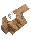Light Brown - HYBRID Silky Saree blouse - With Elastic on both side for Great fit - Size 36",38", 40" S M L - VAM1216 Ap