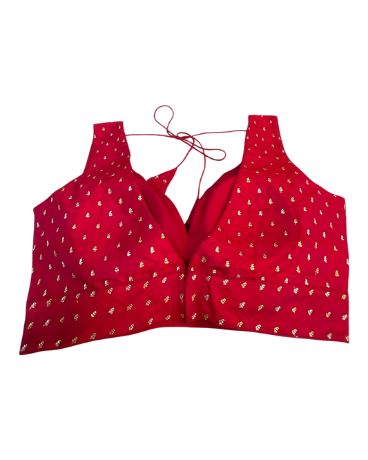 40" / UK 14 - Fuchsia - Silky Designer Saree blouse with cups, Sleeveless - UK Stock - Quick Delivery - RNK - R717 KV