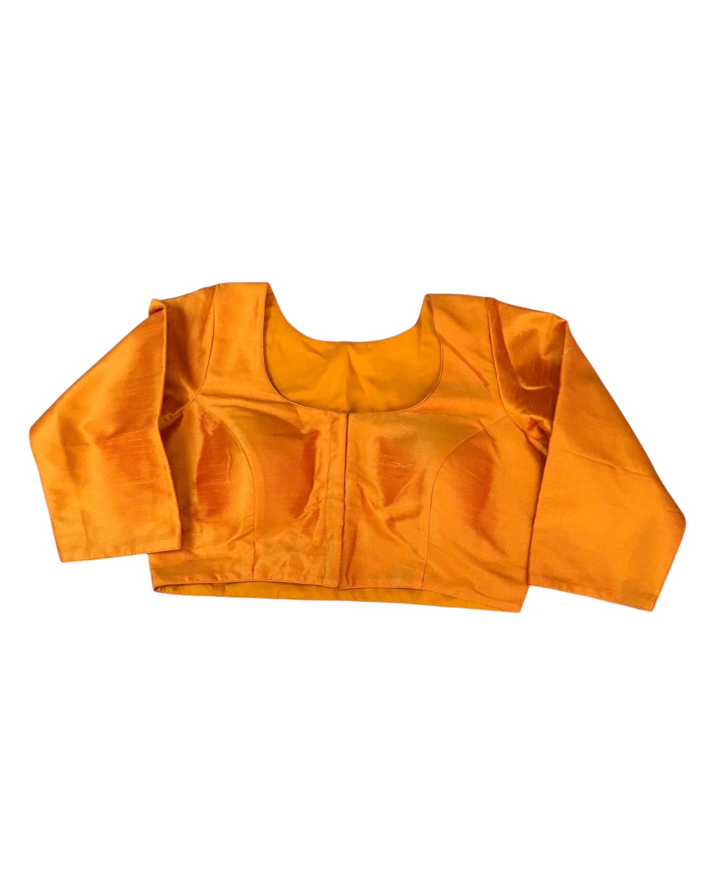Orange - Silky Saree blouse with cups, Long Sleeves, High Back - 38" - UK Stock - Quick Delivery - RNK - R231F-A