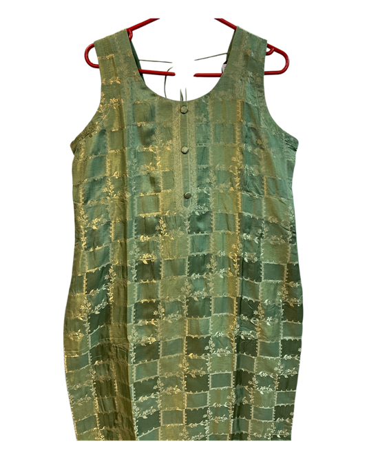 UK 14 / 40" - Sage Green - Silky Brocade Ladies Trousers Suit - Sangeet / Henna / Temple - OC42126 TY