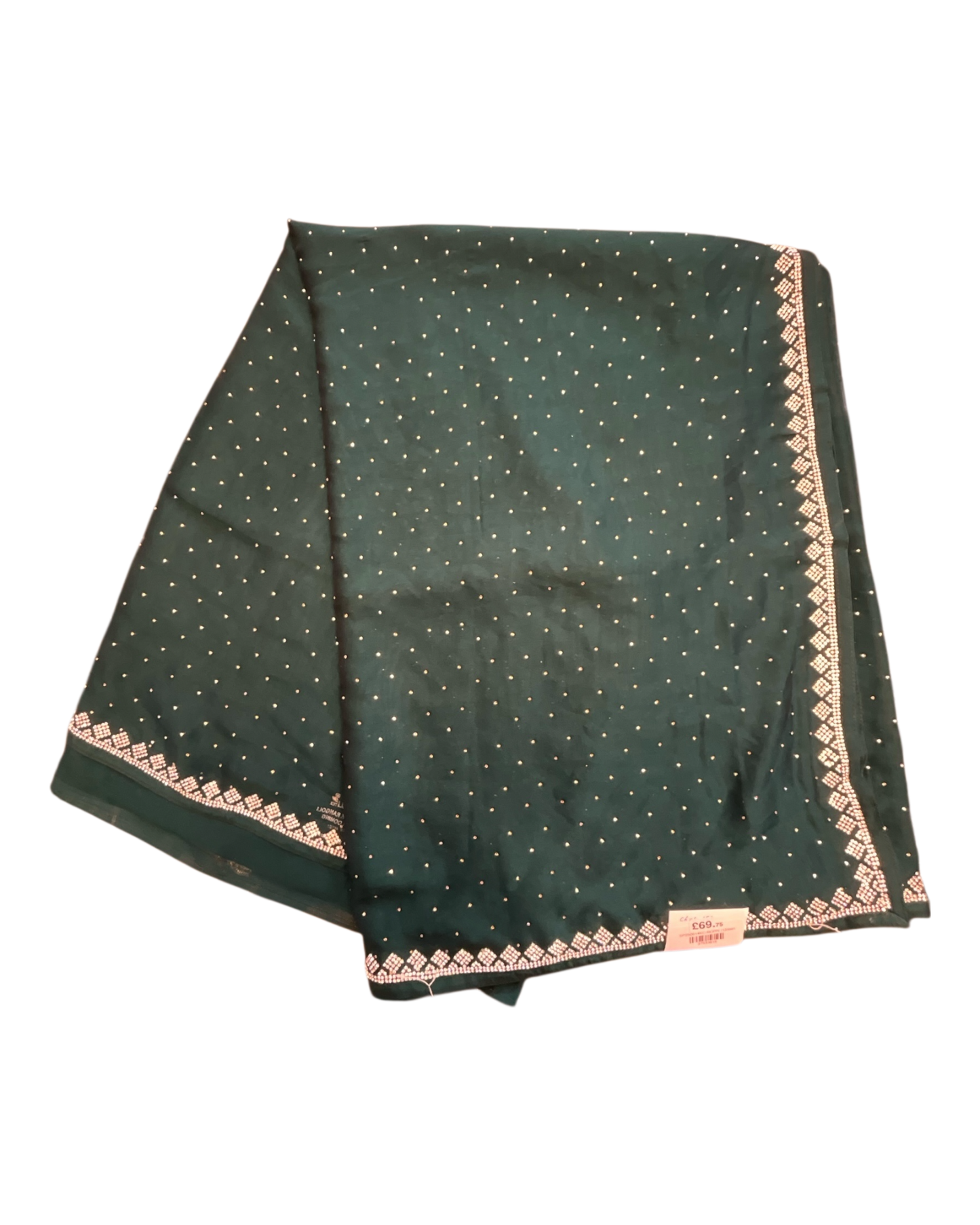 Bottle Green - Fancy Embroidered Saree with Blouse Piece - UK stock - 24hr Dispatch - SP250614 KC