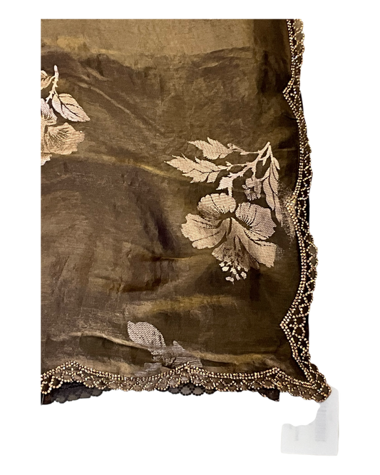 Dark Brown - Floral Printed Blouse Piece - UK stock - 24hr Dispatch - RS2504 VP