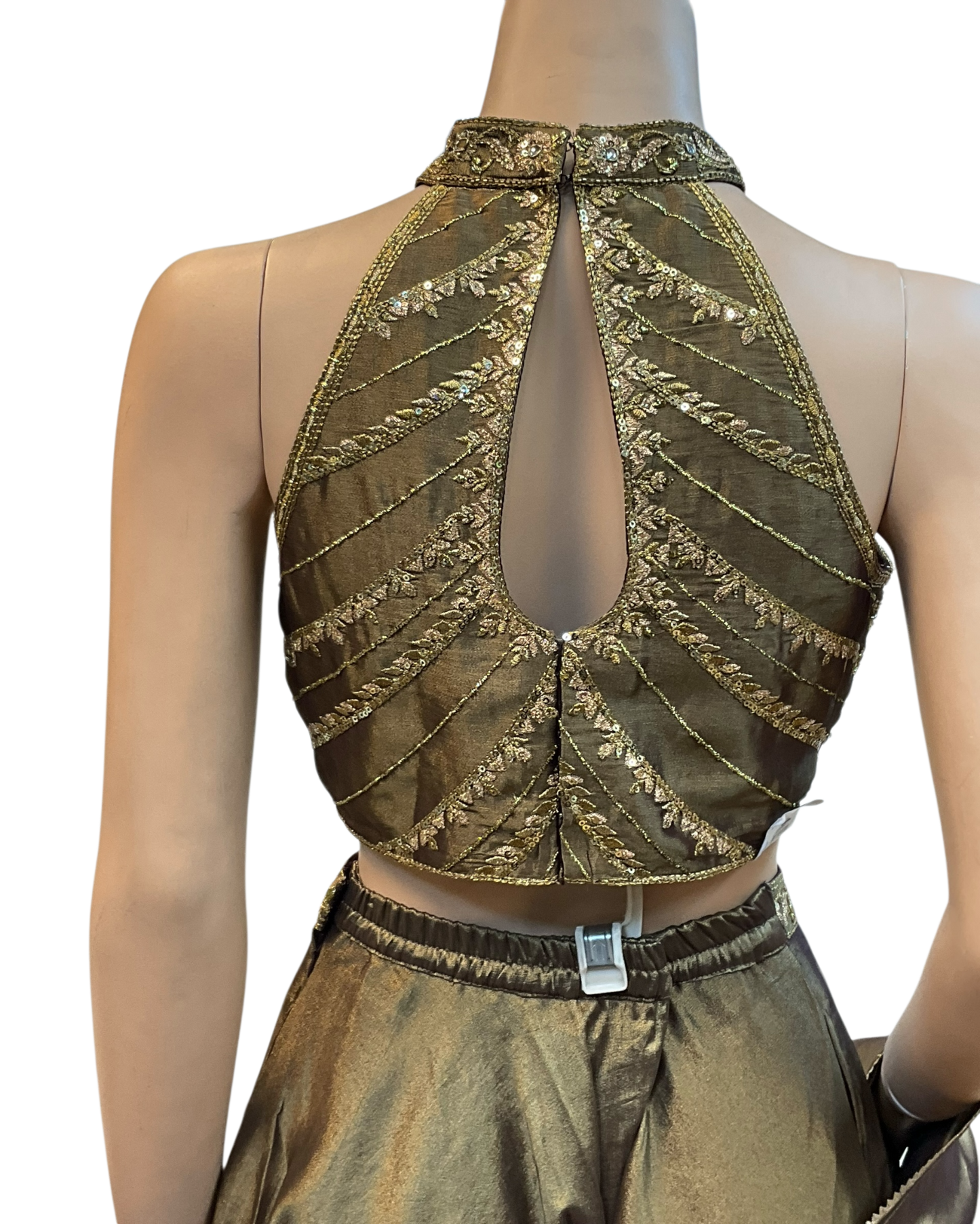 UK 10 / 36" - Copper Bronze - Designer Ladies Indian Halter Neck Short Top Palazzo Trousers Suit - UK Stock - 2/3 days delivery - VMK ROSHNI AV