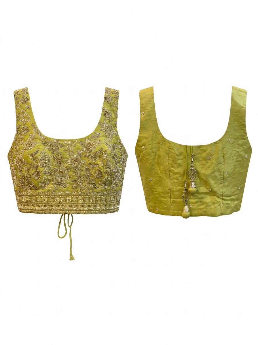 Size UK 10 (36" Bust) Adjustable to Size 12 - Lime Green - Silky Lehenga Set - Mehndi / Sangeet / Bridesmaids / Weddings / Garba - UK Stock - 24h Dispatch - OC42240 05AP26