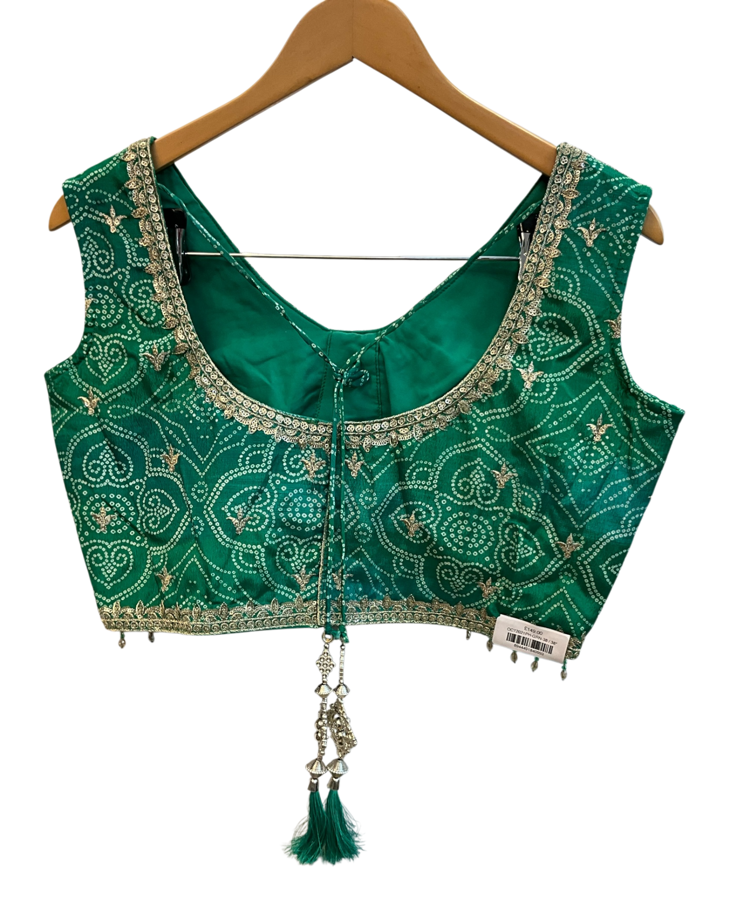 Size UK 12 (38" Bust) Adjustable to Size 14 - Green - Rajasthani Print Silky Lehenga Set - Mehndi / Sangeet / Bridesmaids / Weddings / Garba - UK Stock - 24h Dispatch - OC72021 05PH26