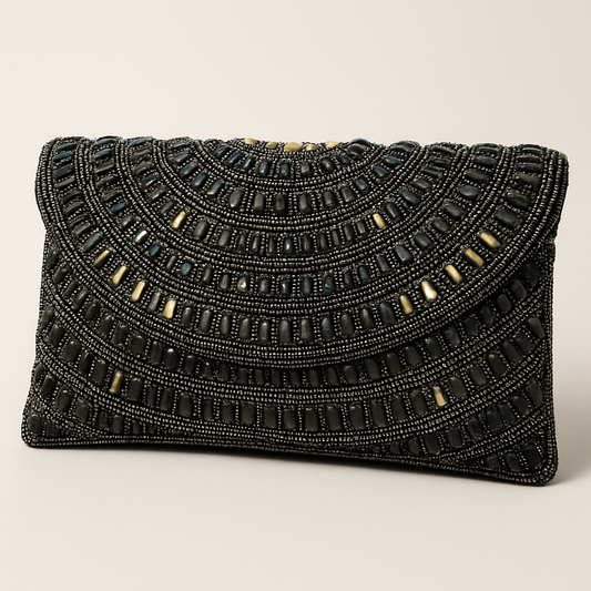 Black - Rich Hand Embroidered Clutch Bag / Handbag -Bollywood / Weddings - AKB238 05KP25