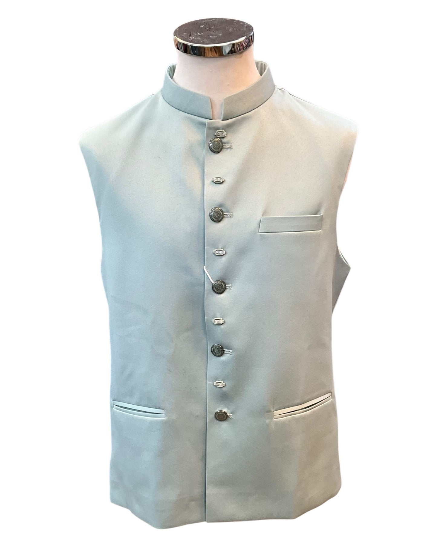 Light Sea Green - PREMIUM Slim Fit Mens BandhGala / Prince / Chinese Collar Open Jacket with inside Waistcoat- Fantastic Fit - CS2506 JA 0625