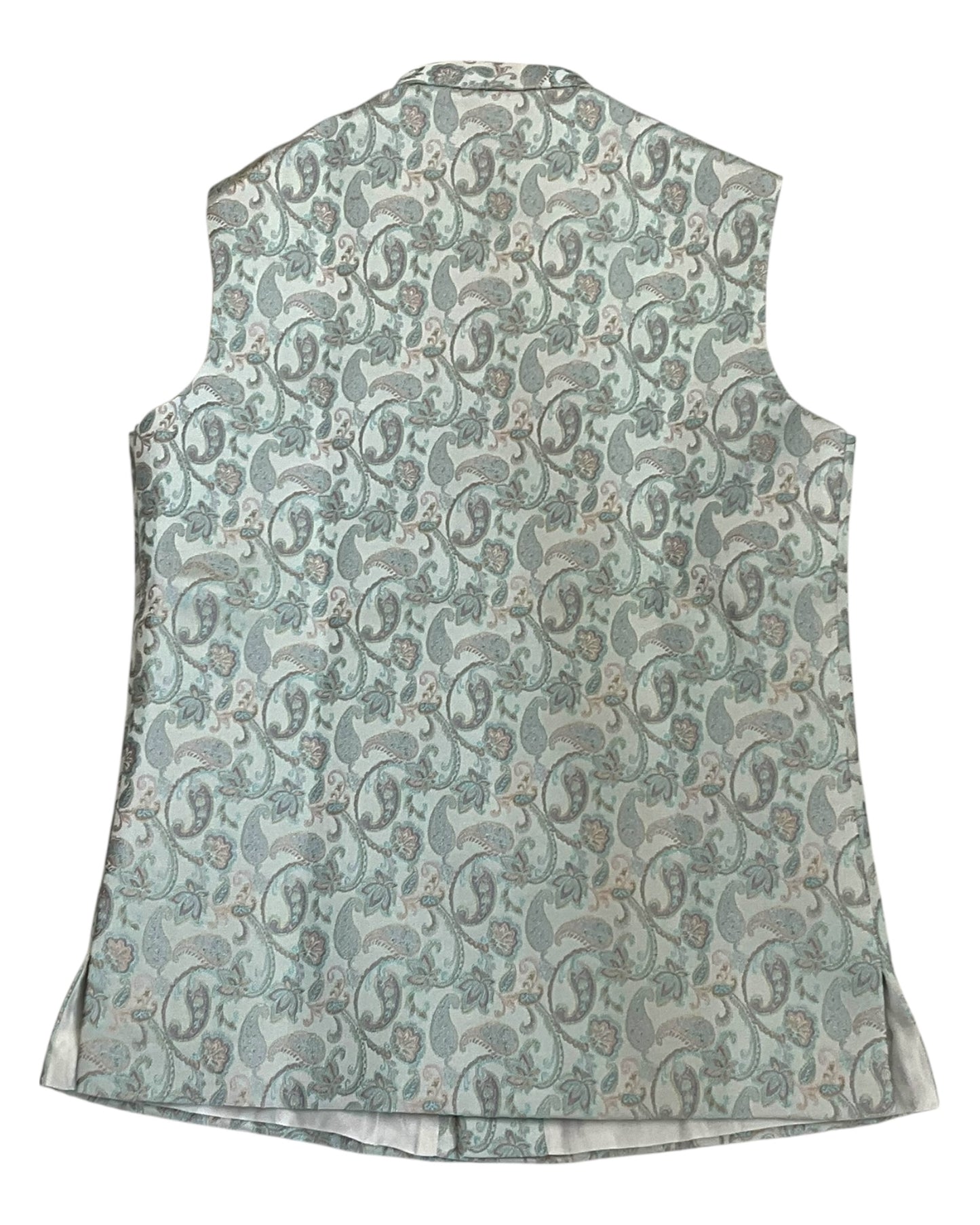Pastel Green with Light Pink & Gold Thread Brocade - Premium Mens Waistcoat - VNS-JKT7910/2 10KJ25