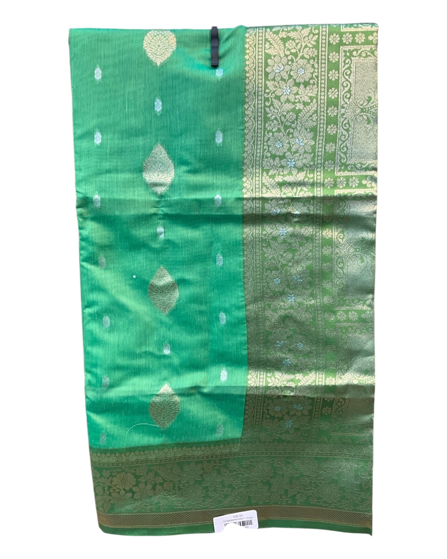 Mint Green - Handloom - Cotton Silky Banarasi Saree with Blouse Piece - RP84005 10KP25