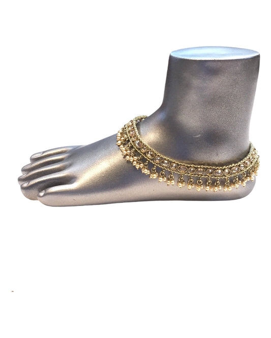 Antique Gold Finish - Ankle Chain / Payal / Paazeb - Fashion Jewellery - Bollywood - Weddings - DAJ596 24KK10 - Prachy Creations