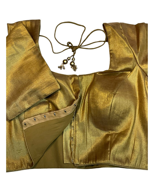 Antique Gold - Silky Saree blouse - UK Stock - Next Day / 2-3 Days Delivery - Size 34"-46" - XS, S, M, L, XL, XXL - VFL289 R - Prachy Creations