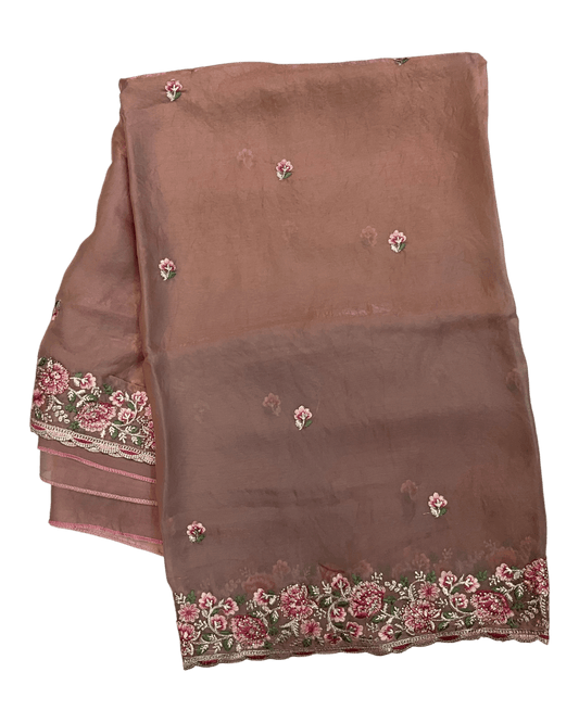 Baby Pink - Fancy Party Saree with Blouse Piece - UK stock - 24hr Dispatch - LTF4606 07VY26 - Prachy Creations
