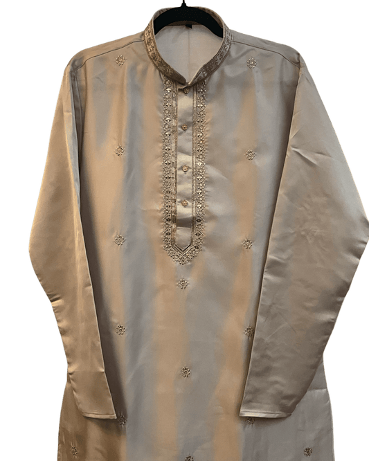 Baby Pink - Pastel - Soft Cotton Silky Mens Kurta Set with Neck Thread Embroidery- Sangeet Mehendi Haldi - KCS1019 06KC26 - Prachy Creations