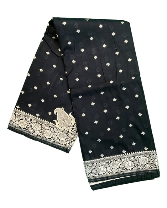 Black - Classic Banarasi Soft Silky Saree with Blouse Piece - UK stock - 24hr Dispatch - UST2501 VT - Prachy Creations
