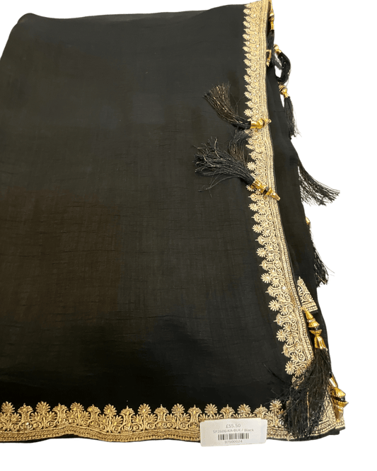 Black - Fancy Party Saree with Blouse Piece - UK stock - 24hr Dispatch - SP2606 KA - Prachy Creations