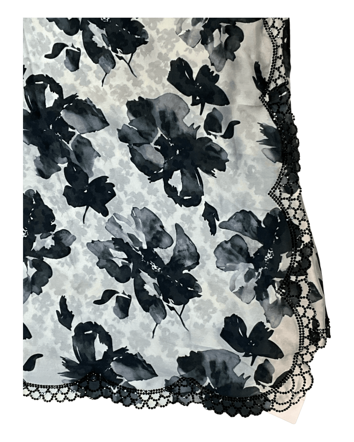 Black Floral - Classic Satin Crepe Saree with Stone Work and Blouse Piece - UK stock - 24hr Dispatch - RS2515 VJ - Prachy Creations