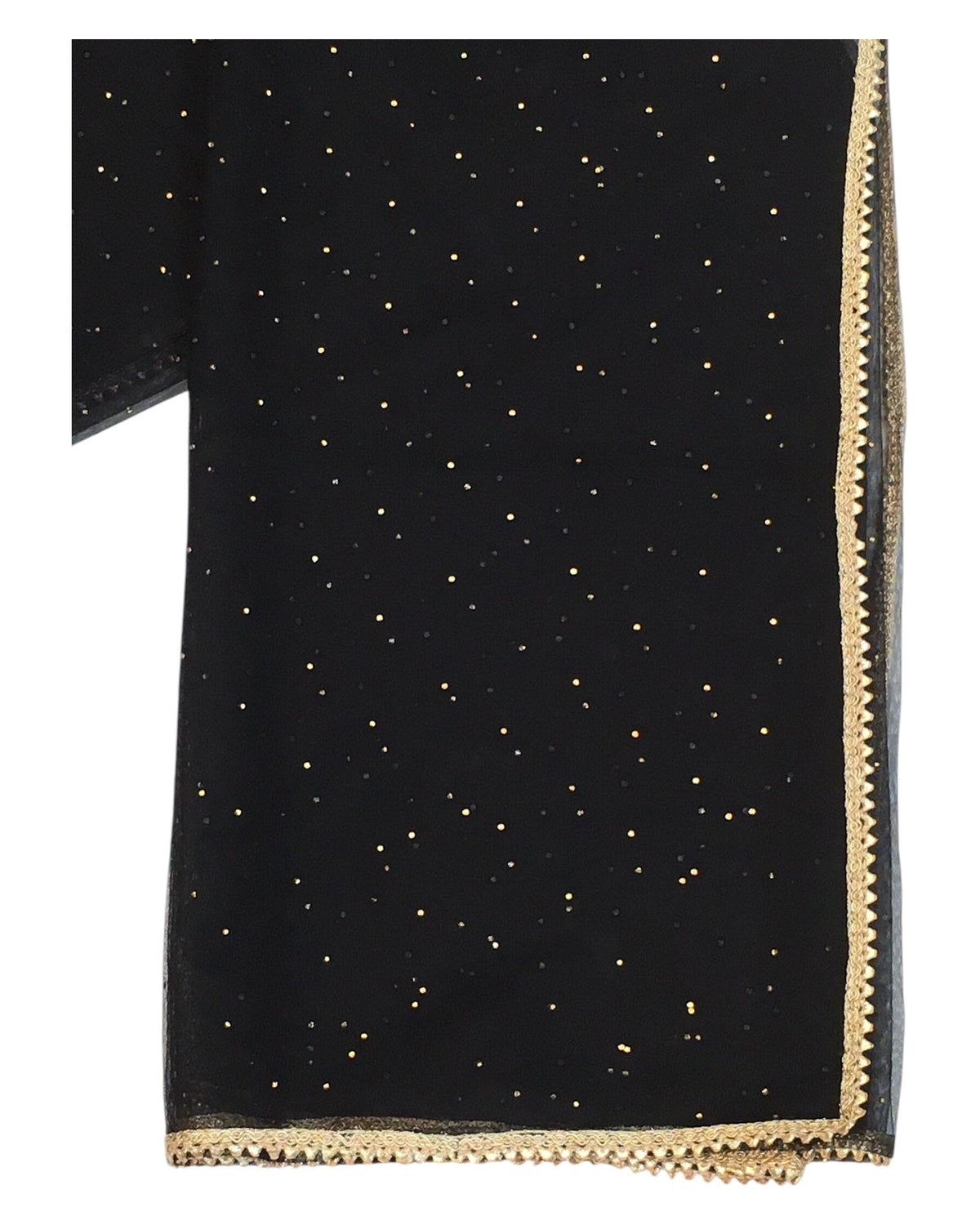 Black - Ladies Net Dupatta with Gold Lace Border & Diamante - Mix N Match - VC2501 T0125 - Prachy Creations