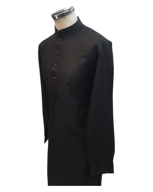 Black - Rich Material Mens Indian Kurta set - Pair with a waistcoat or wear under Sherwanis - Weddings / Walimas , Sangeet, Mehndi / Henna , Eid / Diwali - BS2503 01VK25 - Prachy Creations