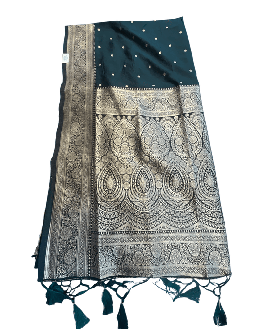 Bottle Green 2 - Traditional Handloom Saree with Blouse Piece - UK stock - 24hr Dispatch - SP2630 KP - Prachy Creations
