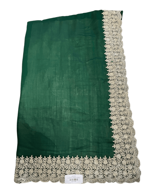 Bottle Green - Fancy Party Saree with Blouse Piece - UK stock - 24hr Dispatch - SP2604 KC - Prachy Creations