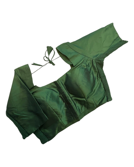 Bottle Green - HYBRID Silky Saree blouse - With Elastic on both side for Great fit - Size 36",38", 40" S M L - VAM1216 Ap - Prachy Creations