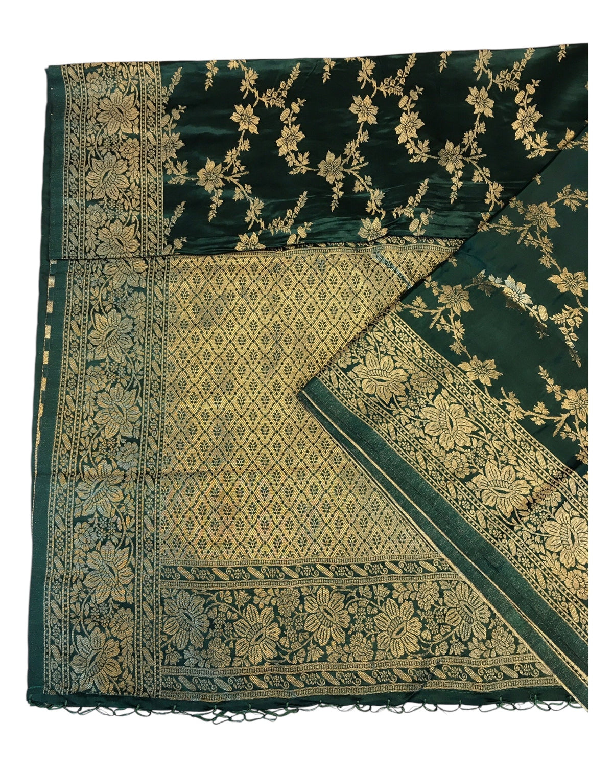 Bottle Green - Traditional Handloom Banarasi Sari / Saree - with Blouse Piece - SN2404 11VC24 - Prachy Creations