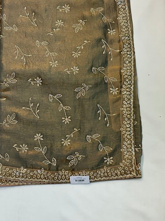 Champagne Gold - Fancy Party Saree with Blouse Piece - UK stock - 24hr Dispatch - SP2619 TJ - Prachy Creations