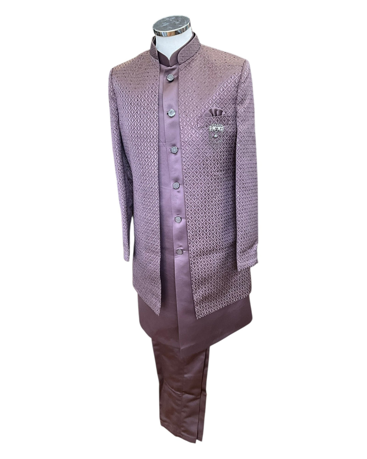 Chestnut Brown - PREMIUM Mens Knee Length Jacket with Long Waistcoat - Sherwani / Indo Western - Fantastic Fit - KCS6633 05RY25 - Prachy Creations
