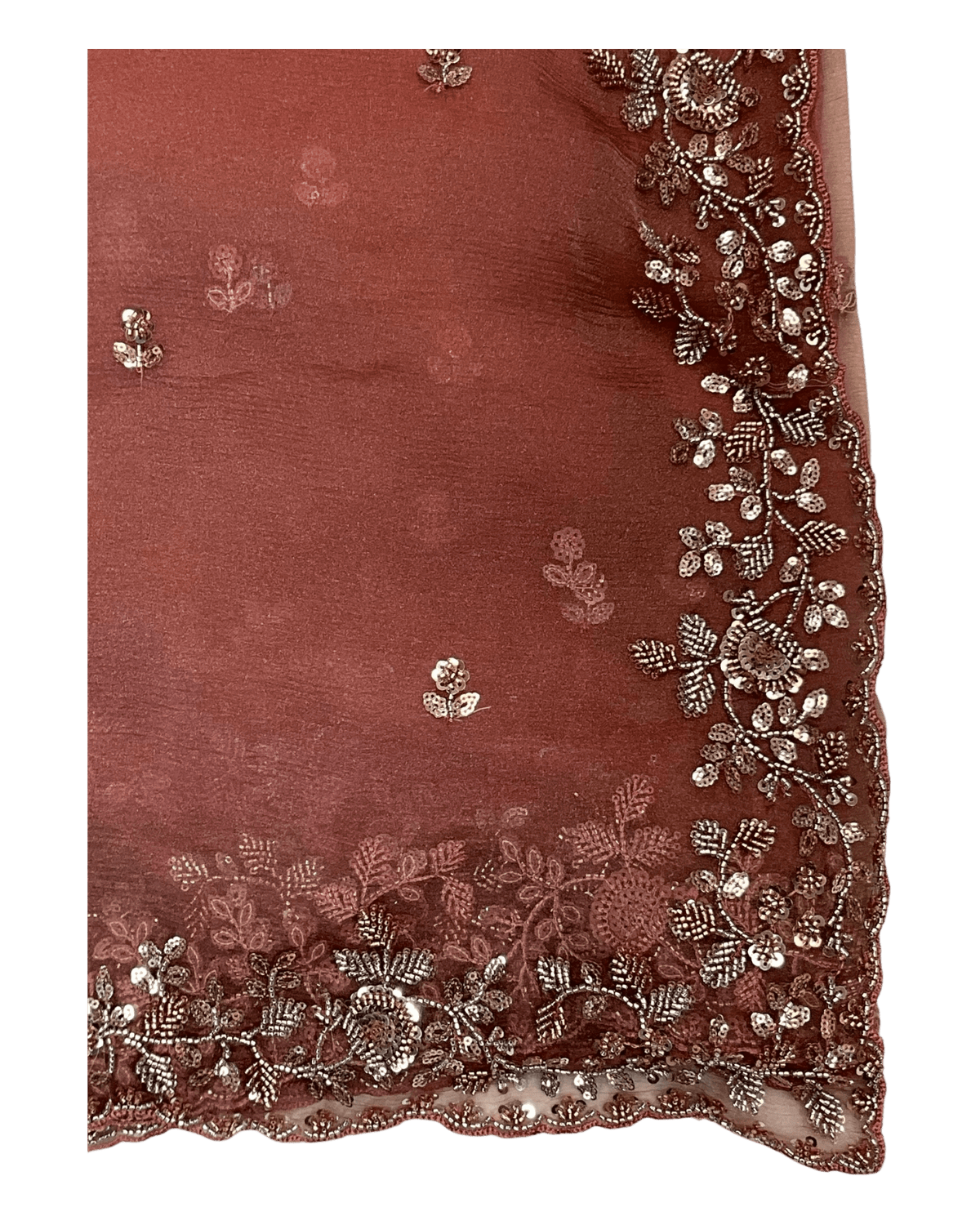 Coral - Rich Saree with Bead Embroidery and Blouse Piece - UK stock - 24hr Dispatch - RS2523 TH - Prachy Creations