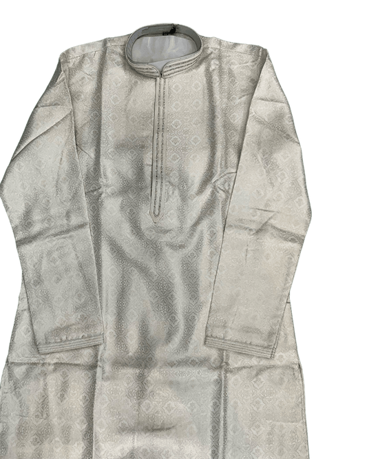 Cream / Gold - Banarasi Handloom Brocade Mens Indian Kurta set with Trousers - UK Stock - Weddings / Walimas , Sangeet, Diwali, Eid, Mehndi / Henna - VEE2470 VA - Prachy Creations