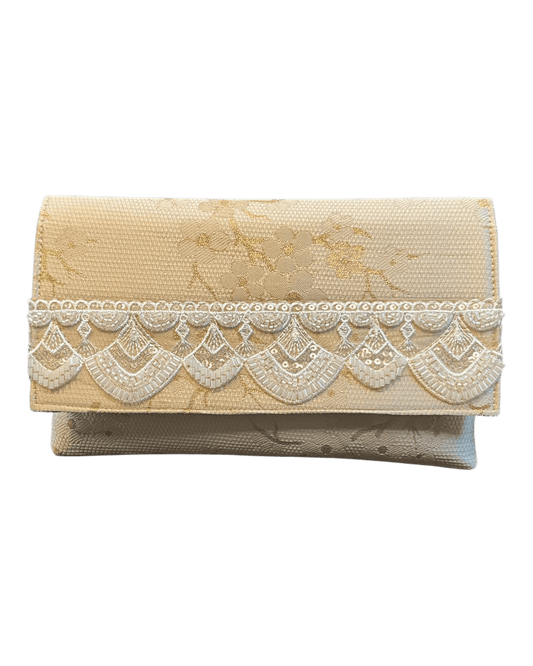 Cream - Handloom Brocade Clutch Bag / Handbag -Bollywood / Weddings - JS16b 06A26 - Prachy Creations