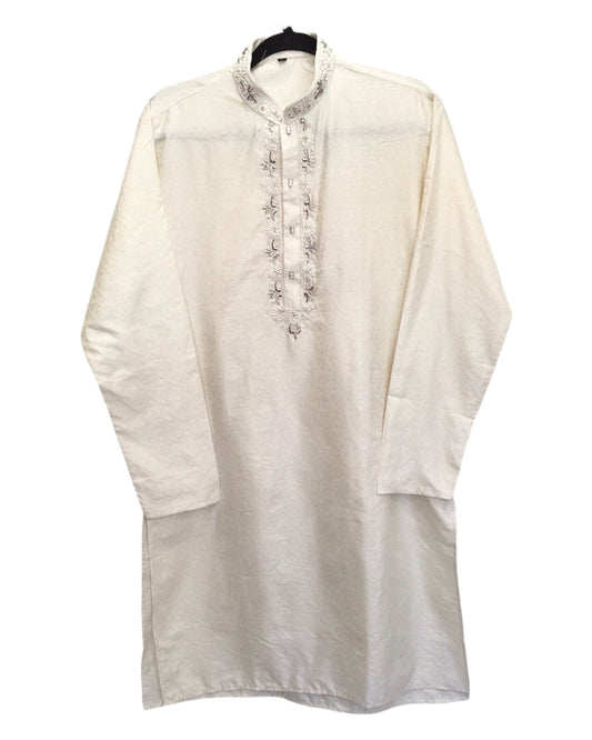 Cream- Rich Crepe Brocade Mens Indian Kurta set - Weddings / Walimas , Sangeet, Eid, Mehndi / Henna - KCS1033 06TT24 - Prachy Creations