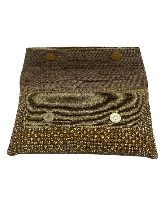 Dark Gold Finish - Rich Hand Embroidered Clutch Bag / Handbag - AKB235 05KP25 - Prachy Creations