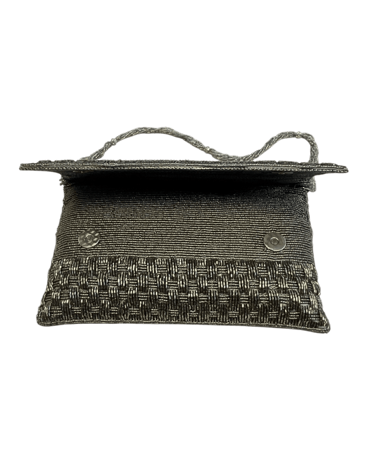 Dark Grey - Rich Hand Embroidered Clutch Bag / Handbag -Bollywood / Weddings - TBZ02 11KJ25 - Prachy Creations