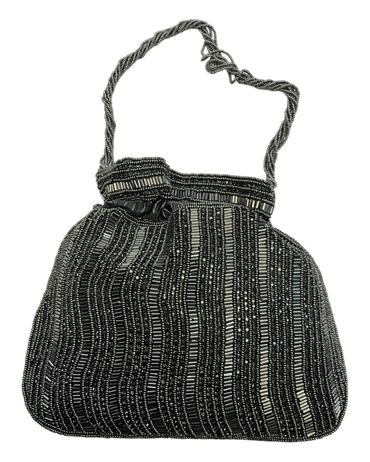 Dark Grey - Rich Hand Embroidered Potli Bag / Handbag -Bollywood / Weddings - AKB282 11KJ25 - Prachy Creations