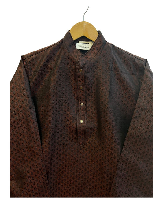 Dark Maroon - Brocade Mens Indian Kurta set - UK Stock - Weddings / Walimas , Sangeet, Diwali, Eid, Mehndi / Henna - NAD25717 KA - Prachy Creations