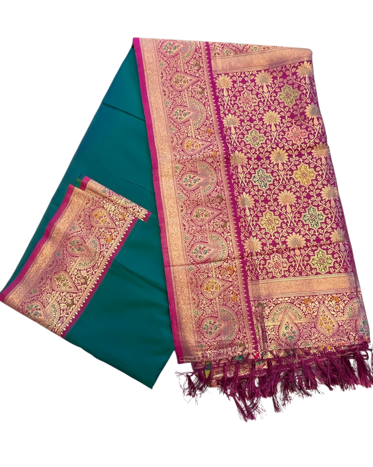 Dark Turquoise- Silky Handloom Banarasi Saree with Blouse Piece - 12KH25 RP388 - Prachy Creations