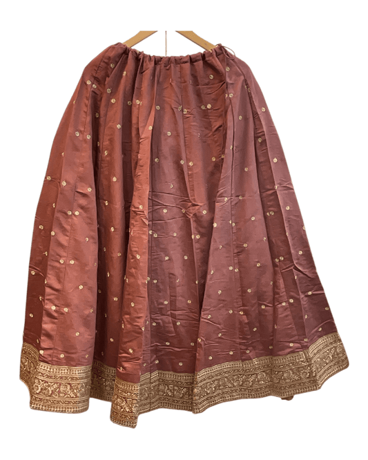 Dusty Pink - Dupion Silk Lehenga Set - Size UK 12 (38" Bust) Adjustable to Size 14 - UK Stock - 24h Dispatch - AF2507 09TA25 - Prachy Creations