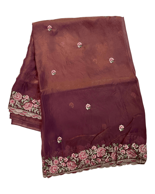 Dusty Pink - Fancy Party Saree with Blouse Piece - UK stock - 24hr Dispatch - LTF4601 07VY26 - Prachy Creations