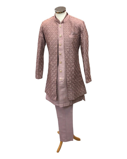 Dusty Pink - Mens Soft Sherwani with Long Waistcoat - UK Stock - 24h Dispatch - TALATI JY 0923 - Prachy Creations