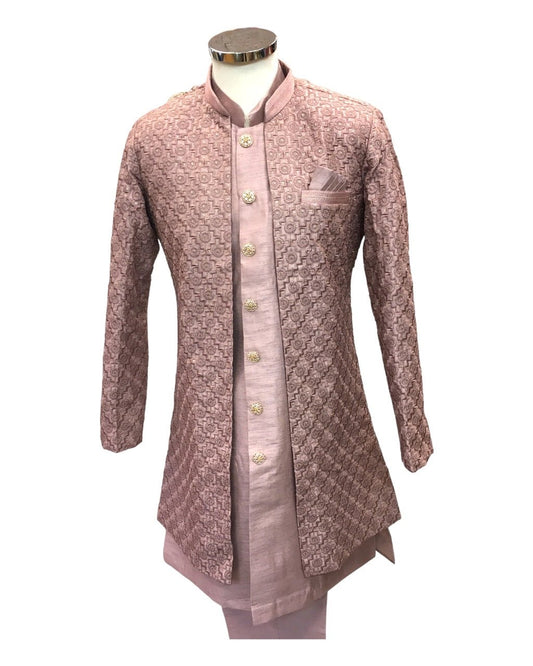Dusty Pink - Mens Soft Sherwani with Long Waistcoat - UK Stock - 24h Dispatch - TALATI JY 0923 - Prachy Creations