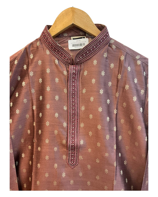 Dusty Pink - Rich Linen Mens Indian Kurta set - UK Stock - Weddings / Walimas , Sangeet, Diwali, Eid, Mehndi / Henna - NAD25714 VY - Prachy Creations