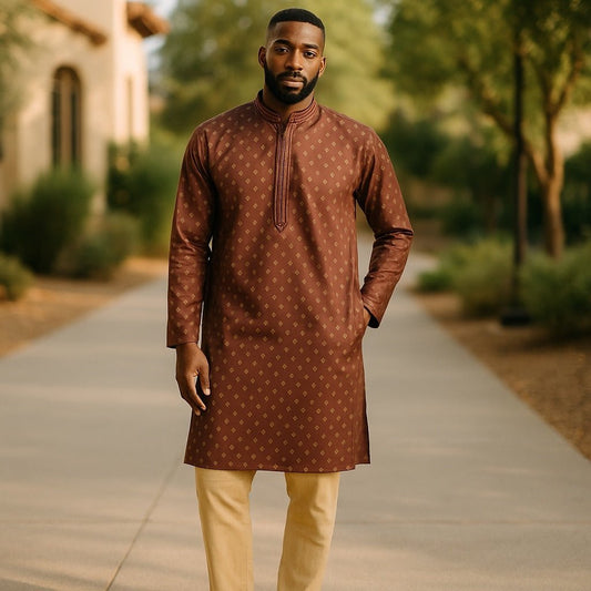 Dusty Pink - Rich Linen Mens Indian Kurta set - UK Stock - Weddings / Walimas , Sangeet, Diwali, Eid, Mehndi / Henna - NAD25714 VY - Prachy Creations